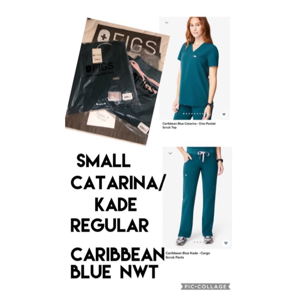 NWT Figs Caribbean Blue Small Catarina/Small Kade